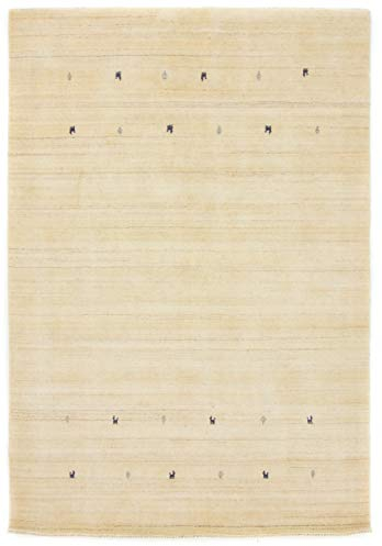 carpetfine Wollteppich Gabbeh Uni Weiß 120x170 cm | Moderner Teppich für Wohn- und Schlafzimmer