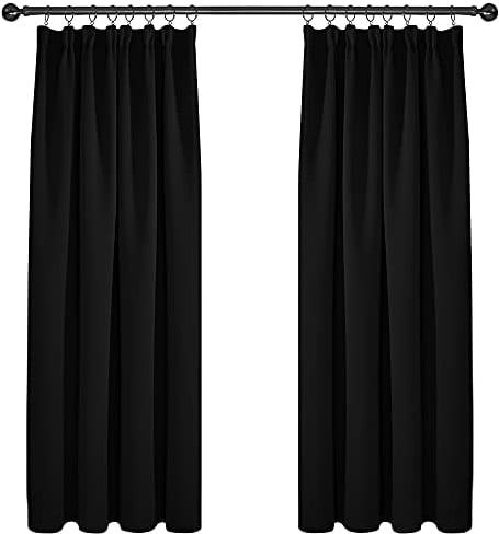 Deconovo Gardinen Blickdichte Verdunkelungsvorhang Thermogardine Dekoschals Vorhang Thermovorhang Kälteschutz Thermo gegen Kälte Thermogardine Hitzeschutz, 160x107 cm(HöhexBreite), Schwarz, 2er Set