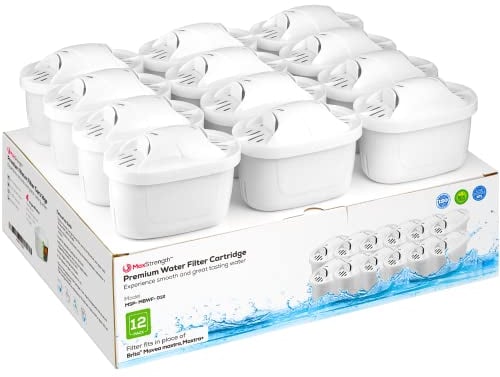 Max Strength Pro Filterkartuschen, Ersatz für Brita® Maxtra+® Plus, Maxtra Pro® Wasserkocher & XL-Krüge, All-in-1 Wasserfilter, BPA-frei, Kompatibel mit Brita®, Marella® Kanne, Mavea, Elemaris, (12)
