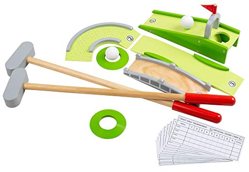 Bigjigs Toys, Set da Golf Pazzo, Giocattoli in Legno, Mini Golf, Set da Golf per Bambini, Set da Golf Pazzo per Bambini, Giochi da Giardino, Giochi all'aperto per Bambini, Giocattoli all'aperto per