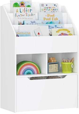 UTEX Kinder-Bücherregal, Spielzeug- und Buch-Organizer, Kinderspielzeug-Aufbewahrungsschrank mit Bücherregal und rollendem Junge-Box