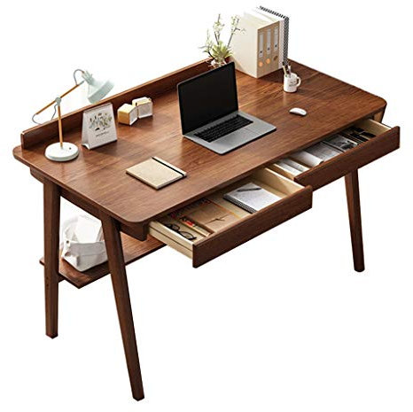 Desks Home Desktop Computer Student Writing Simple Bedroom Home With Drawers Solid Wood Table Legs (Color : Brown, Size : 100x55x75cm)