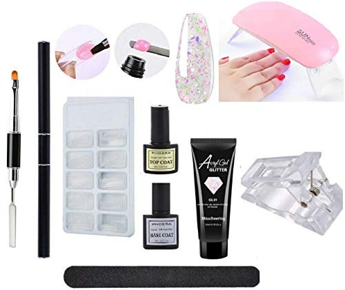 MISSCHEERING Poly Nail Gel Builder Kit 15ml, 10 Sets, 100 Pieces, UV LED Gel Nail Polish, Beginner DIY Nail Art