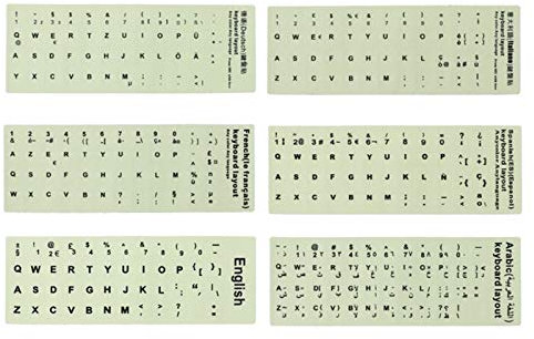 tonguk Arabic Keyboard Stickers, Russian Black, English, Italian, German, Spanish, Wubi, Tibetan, Japanese, French, Korean, Hebrew Notebook Desktop Universal Luminous Keyboard Stickers (English)