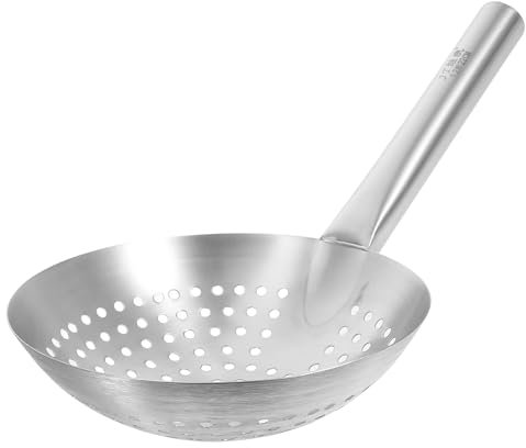 YARDWE Stainless Steel Skimmer Spoon Slotted Strainer Ladle Fine Mesh Wire Oil Filter Mandarin Colander Scoop for Kitchen Cooking (22cm)