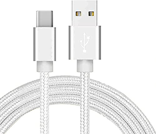 For Oppo A16 A17 Nylon double Braided USB C Charger Lead Fast Charging Cable 1M High Durability for Oppo A40 A60 A80 A38 A77 A96 A76 A36/ A5 Pro A54 5G A74 5G/ A94 5G/ A16s / Find X5 (SILVER)