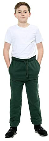 Candid Styles Kids Boys & Girls Plain PE School Fleece Joggers Tracksuit Pants Jogging Sports Gym Bottoms (Bottle Green, 9-10 Years)