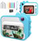 Ushining Macchina Fotografica Istantanea per Bambini, Fotocamera Digitale per Bambini con Schermo da 2,4 Pollici Scheda 32 GB 3 Rotoli di Carta da Stampa, Regali per Ragazze Ragazzi da 3-12 Anni, Blu