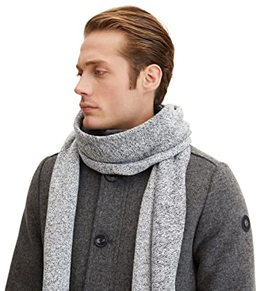 TOM TAILOR Herren Basic Strickschal 1032855, 30491 - Light Grey Navy Mouline, ONESIZE