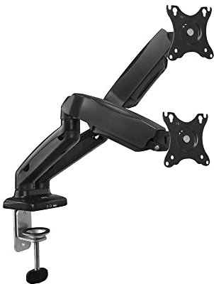 ACT Monitor Halterung 2 Monitore Office, für 13-32 Zoll, VESA 75/100mm, Gasdruckfeder Monitor Arm, voll einstellbar, inkl. Audio- und USB-Anschlüsse, Belastbarkeit Max. 9KG – AC8312, Schwarz