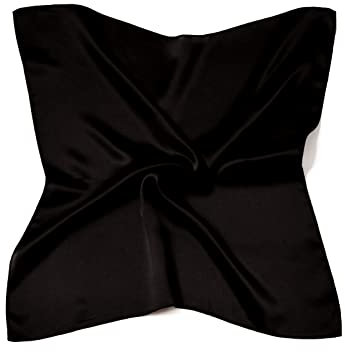 MayTree Seidentuch aus 100% Maulbeer-Seide - Quadratisch einfarbig schwarz 53x53 - Luxuriöses Damen Halstuch - Eleganter Bandana-Schal für Damen - Luxus und Komfort für Erwachsene