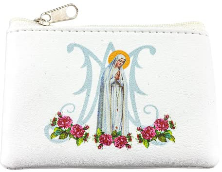 Our Lady of Fatima Rosenkranz-Tasche aus Kunstleder mit Reißverschluss, neutrale Reisetaschen und Taschen für Rosenkranz, Erstkommunion oder Konfirmation, 8,2 cm