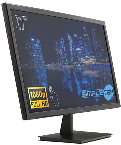 SIMPLETEK - Monitor Touchscreen 16:9 Pannello 27 Full HD WLED | HDMI VGA Speaker integrati Audio-in 3,5 | Per POS Cassa PC Ufficio Negozio | Windows/MacOS/Linux