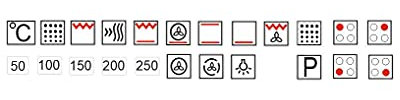 A Set of 23 Cooker Stickers to Replace Unreadable Symbols (R84) (Black and Red Symbols on Transparent Background, 0.5 cm)