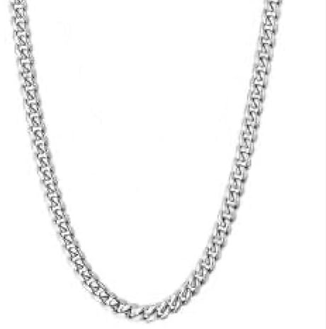 Silver 5mm stainless steel cuban Miami chain link. 18, 20, 22 24. Diamond cut high grade craftsmanship for mens women unisex. (22)