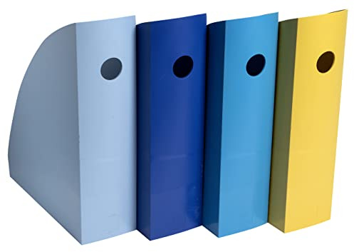 Exacompta 18202SETD 4er Pack Stehsammler Bee Blue für DIN A4+ aus Kunststoff 345 x 275 x 330 mm farbig sortiert ideal für die Ablage Ihre Dokumente Zeitschriftensammler Ringordner Aktenordner