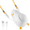 AMFUN Tasche Mini Fan, liegender flacher Ente Wiederaufladbar USB Ventilatoren, freihändiger Ventilator mit 3 Geschwindigkeiten Blattlos Trageband Ständer für Draußen, Innen (Weiße Ente)