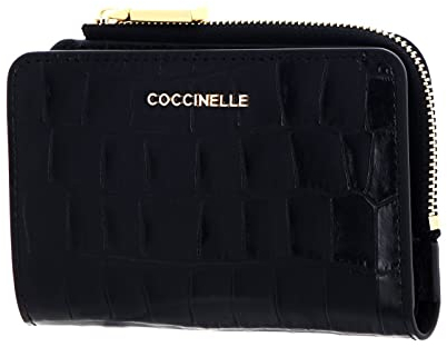 Coccinelle Metallic Croco Shiny Soft Wallet Croco Print Leather Noir