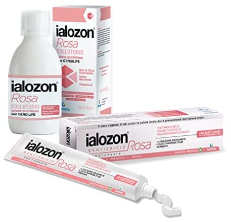 Gemavip Ialozon Kit Collutorio Rosa + Ialozon Rosa dentifricio da 75 ml con olio d’oliva ozonizzato
