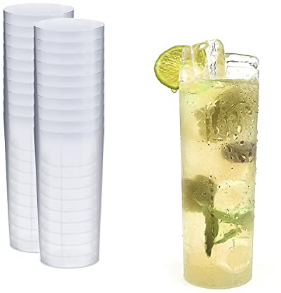 Silverkitchen 20 vasos largos de 200 ml – Vasos de plástico reutilizables, vasos irrompibles fabricados en Alemania