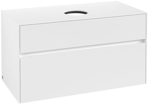 Villeroy & Boch Collaro Waschbeckenunterschrank 1000x548x500 mm, 2 Auszüge, für Waschbecken mittig, C03800, Farbe: Front/Korpus: White Matt, Griff: White Matt