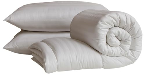 Opulent Home Striped Duvet & Pillow Set – 16.5 Tog Ultra-Warm Winter Duvet, Hypoallergenic, Breathable, All UK Sizes - Super King