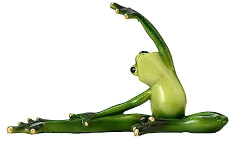 IOIUSKKU Handgefertigte niedliche Froschfigur, Geschenk für Heimdekoration, Kunstharz, Gartendekoration, Dekorationen, Skulptur, Ornamente, Figuren, Yoga Froschbeinpresse