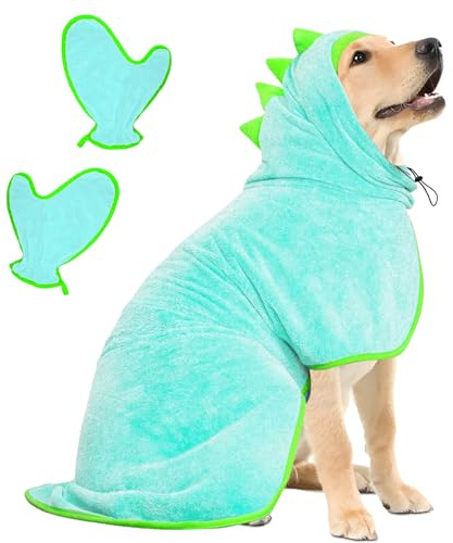 Peignoir pour Chien en Microfibre, Bibykivn Serviette pour Chien Super Absorbante, Lavable Serviette pour Animaux Peignoir de Bain, Réglable Peignoir pour Douche Natation (Bleu, XL)