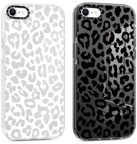 Yoedge 2 Stück Handyhülle für iPhone 8/7 / SE 2020 / SE 2022 Hülle 4,7, Leopard Muster Frauen Mädchen Aesthetic Handyhülle,Transparent Dünn Weich Silikon TPU Slim Fit Stoßfest Kratzfest Schutzhülle