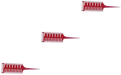 Housoutil 3stücke Seiten Fischgräten Haarkamm Rot Ergonomisches Design Für Haarfärbung Und Styling Leicht Und Kompakt Für Frauen Und Mädchen