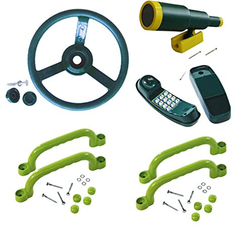 Luwecf Outdoor Garden Toy Playground Toy Set Kids Play House Accessories Outdoor Tree House Accessories Telescope Steering Wheel for Playground Treehouse for Kids Children Boys Girls Gift, A
