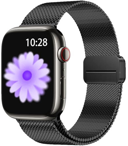 NicMool Cinturino per 42mm 44mm 45mm 46mm 49mm, Acciaio Inossidabile Magnetico Metallo Braccialetto per Apple Ultra 3/Ultra 2/Ultra, iWatch Series 11/10/9/8/7/6/5/4/3/2/1/SE 2/SE 2/SE - Nero
