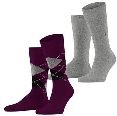 Burlington Herren Socken Everyday Mix Multipack M So Baumwolle gemustert 2 Paar, Rot Burgund 8011, 40-46