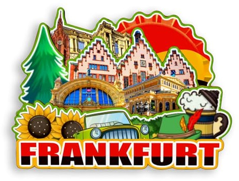 Quwsne Kühlschrankmagnet Frankfurt Deutschland Kühlschrankmagnet Stadt Reise Souvenirs Touristengeschenke 3D klassische Sehenswürdigkeiten handgefertigt Handwerk Heimdekoration -1170, QS-WC-1170