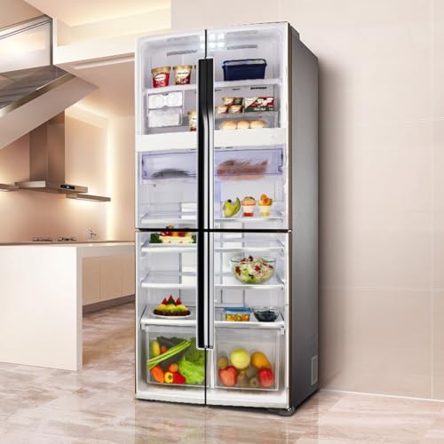 Fridge Wraps Kitchen Fridge Stickers Cover Full Doors, Fridge Sticker Full Covering Door Fridge Covers Decor, Freezer Skins Wall Stickers for Kitchen Decal, Transparent Fruits ice Cream Vegetables