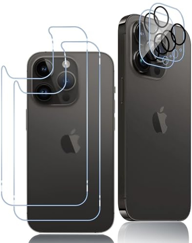 Oelrstfe Rückseite Schutzfolie für iPhone 15 Pro Max mit Kameraschutz [2+2 Stück],9H Härte Zurück Hinten Displayschutzfolie,Bläschenfrei Kratzfest Ultra-Transparent Back Displayschutz Schutzglas