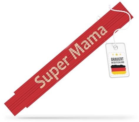 andSmile Zollstock für Mama - Meterstab aus hochwertigem Buchenholz - Zollstock mit Gravur Super Mama - Geschenk für Mütter zum Muttertag, Geburtstagsgeschenk, Weihnachtsgeschenk