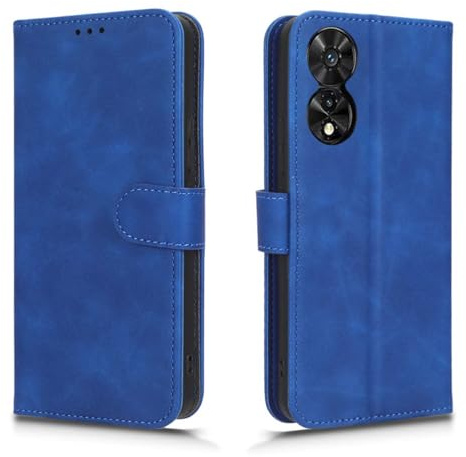GOKEN Cover per TCL 505, Custodia Folio in Pelle Flip Wallet Libro Case con Portafoglio, Premium PU/TPU Magnetica Cover con Supporto di Stand/Carte Slot Blu