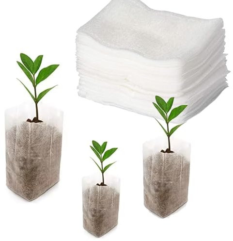 OHYER 150 Piezas Bolsas de vivero no Tejidas Degradable Planta de Plantación de Plántulas Maceta de Tela Siembra Bolsa de Cultivo Permeabilidad al Agua y al Aire Vivero Bricolaje (Blanco)