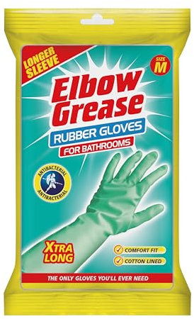 Ozmoint Multipack - Elbow Grease Xtra Long Bathroom Rubber Gloves - Antibacterial, Comfort Fit, Cotton Lined (1, Medium)