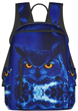 OdDdot Rucksack mit blauem Eulen-Druck, leicht, für Reisen, lässig, Tagesrucksack, Laptop-Rucksack für Damen und Herren, blaue eule, One size