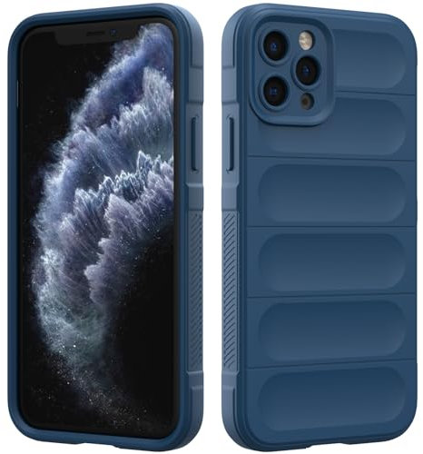 RIIMUHIR Coque en Silicone Compatible avec iPhone 11 Pro, Étui Protection Antichoc, Housse avec Protege de Camera, Doublure Douce en Tissu Microfibre Protection Complète (Bleu Foncé)