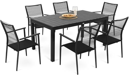 di volio Gartenmöbel-Set ausziehbar Aluminium Outdoor Esstisch Balkon Massa