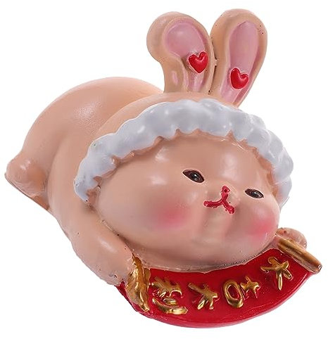 GREENADSCAPE Kaninchen-Verzierung Kaninchenverzierung Figur des Jahres 2023 Tierstatuen im Freien Chinoiserie-Dekor Kuchendekoration tortendeko Einschulung Hasenfiguren weißes Häschendekor Harz