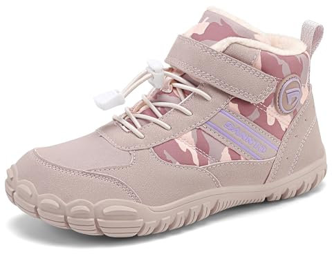 Dannto Bambini Scarpe invernali A Piedi Nudi Ragazzi Ragazze Stivali da Neve Foderati Caldi(Rosa,34)