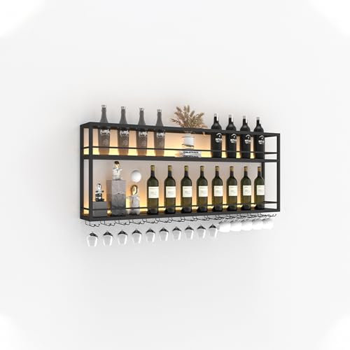WXQDDA Flaschenregal, moderner Präsentationsständer aus Eisen, Weinhalter, Dekorationsideen, Barregal zum Aufhängen an der Wand, Regal zum Aufhängen von Spirituosenflaschen, Barschrank mi