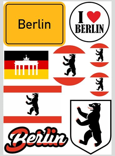 Daged Berlin Aufkleber Karte 9 Stück - PKW Auto Motorrad Biker Flagge Fahne Vinyl ST
