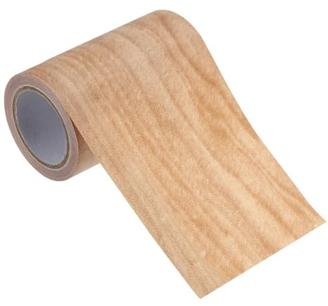 PATIKIL Klebeband Holzoptik Sockelleiste Selbstklebend Holzmaserung Reparaturband 80mm x 4,57 M, für Tür Tisch Schränke Schreibtisch, Hellkastanienahorn