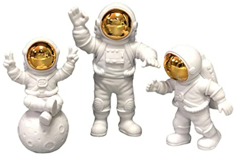 Pleayietoopiatiey Moderne Astronauten-Figuren, Raumfahrer, Statue, handgefertigtes Regal, Sammlerstück, Dekoration, Gold