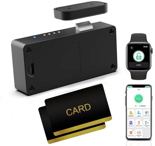 Cabinet Lock eLinkSmart Drawer Lock with RFID Card NFC Hidden Dresser Cupboard Door with Bluetooth APP for Child Safety Kitchen Pantry Furniture Black